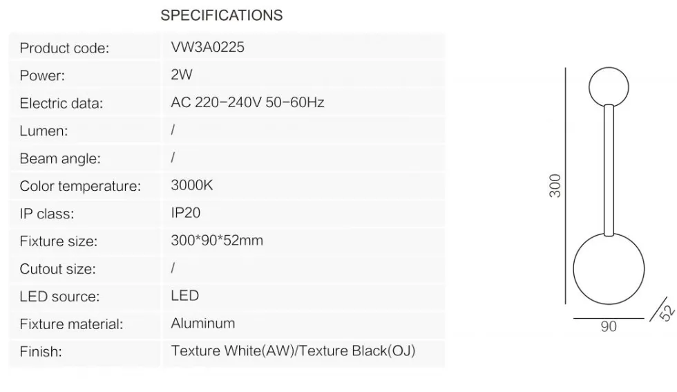 Alba long LED 30cm