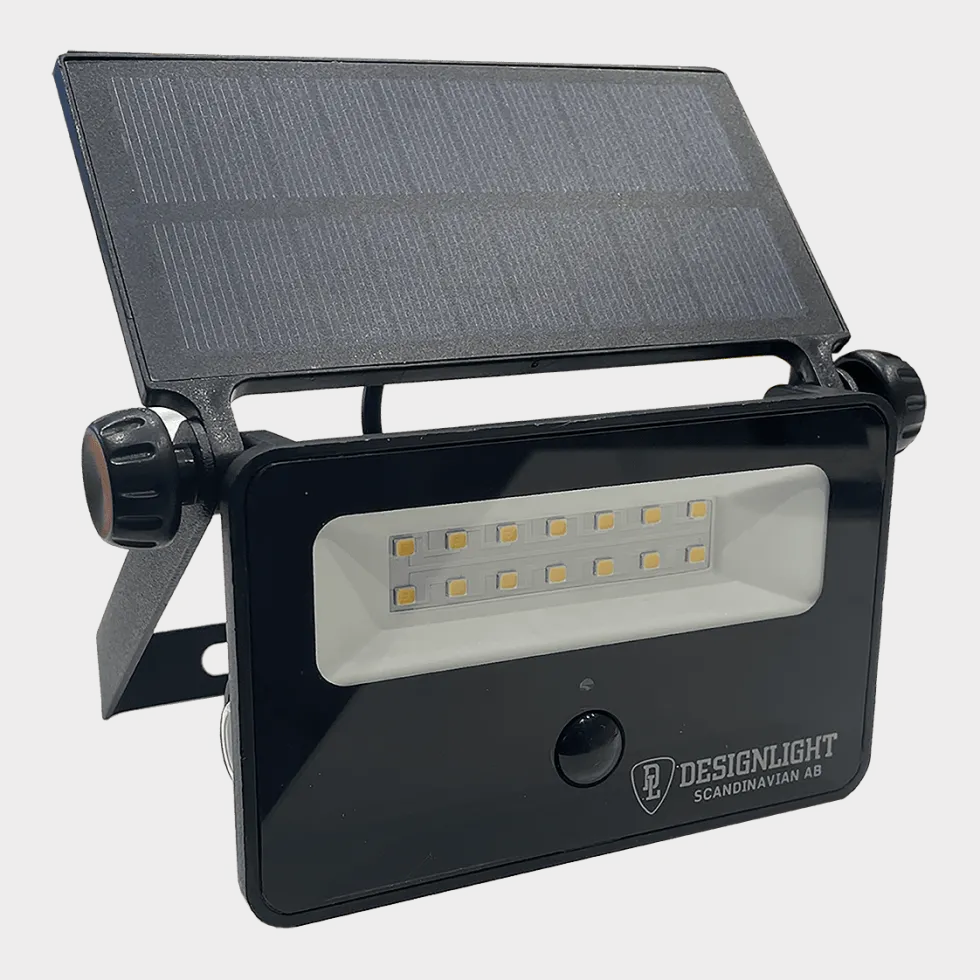 Batteridriven strålkastare med sensor solcellslampa