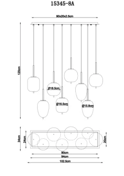 Blacky 102cm taklampa