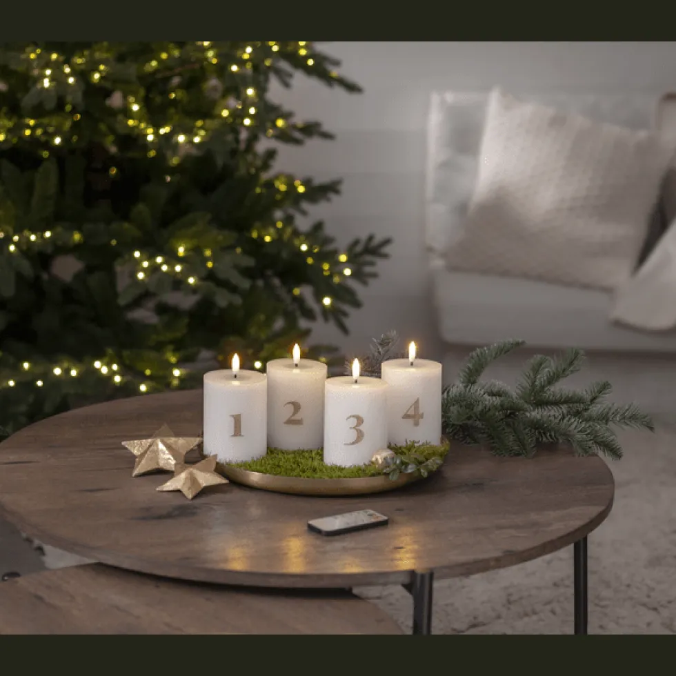 LED Blockljus Flamme Advent