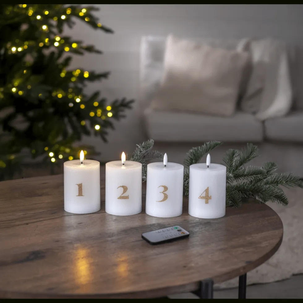 LED Blockljus Flamme Advent