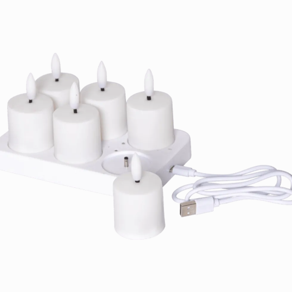LED Värmeljus 6-pack Flamme Charge Set